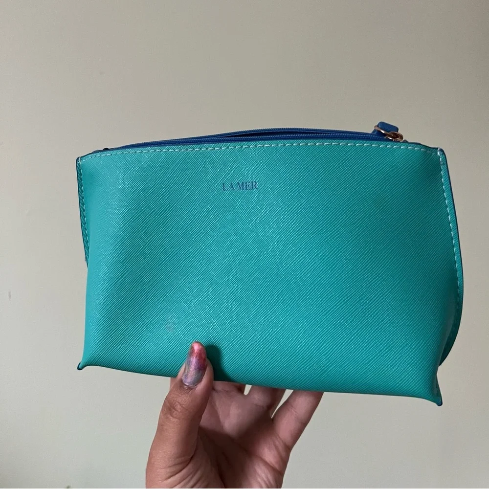 LA MER Turquoise Green Small Travel Organization Jewelry Makeup Skincare Pouch
